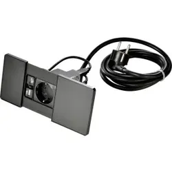 Kopp 939618017 VersaPAD, Powerstation mit Schiebedeckeln, 1 Schutzkontaktsteckdose + 2x USB Ladeanschluss, Farbe: schwarz