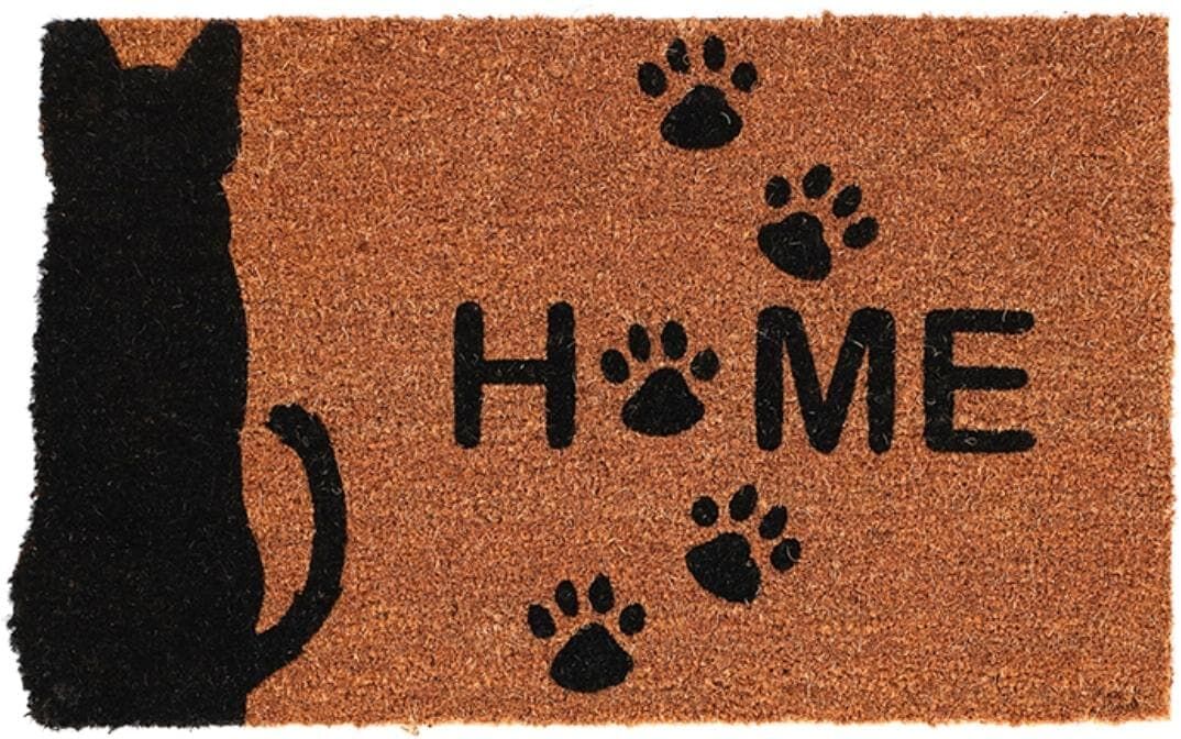Fussmatte ESSCHERT DESIGN "Fussmatte Katze «Home» 45 cm x 75 cm", beige (nature, schwarz), B:45cm L:75cm, Obermaterial: 100% Kokos, Teppiche, Fussmatte nature, schwarz B : 45cm 1 Stk., L: 75cm