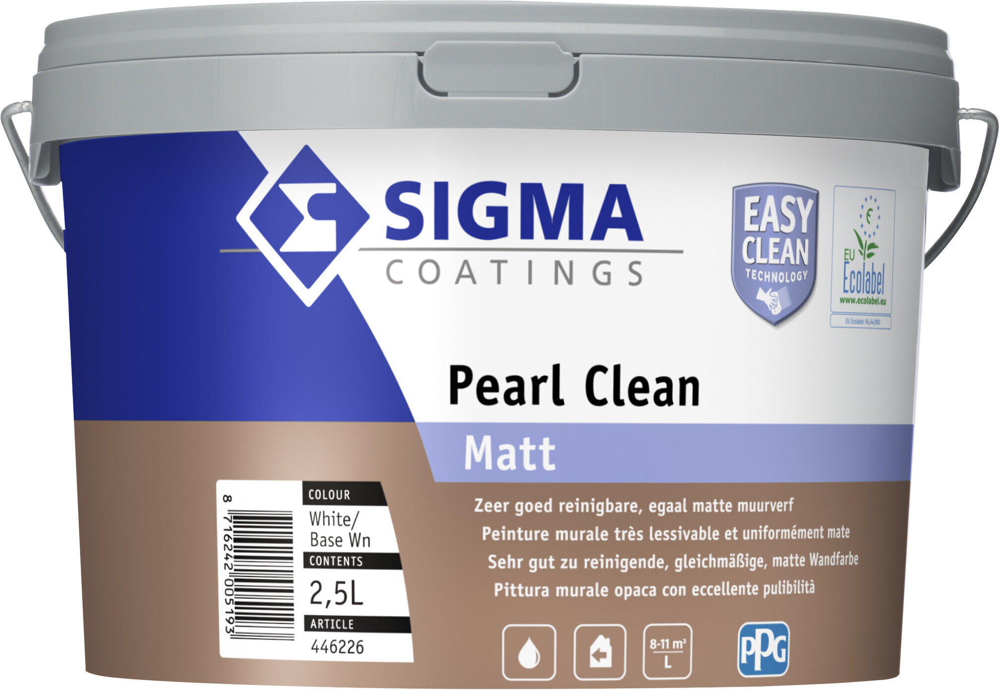 Sigma Pearl Clean Matt - 2,5 Liter - Wit / Kleur   8716242005193   Verf