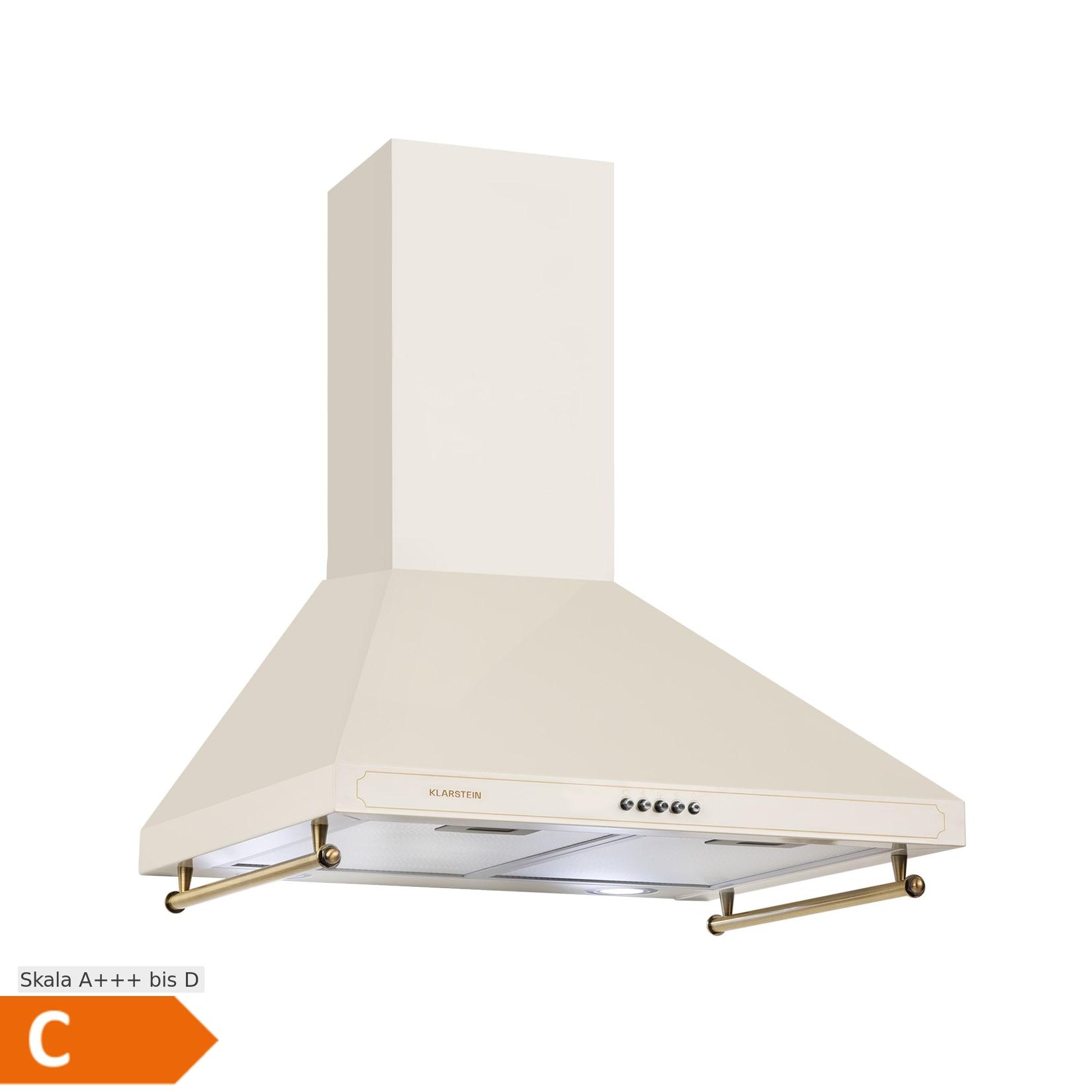 Victoria Dunstabzugshaube 60cm Retro-Design 630m³/h 2 LED-Lampen Elfenbein