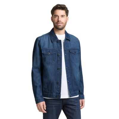 Jeansjacke TOM TAILOR, Herren, Gr. XXL, blau (schwarz stone bright blau denim), Denim/Jeans, Obermaterial: 100% Baumwolle, unifarben, regular fit normal, Manschette, Jacken Jeansjacke, mit Taschen