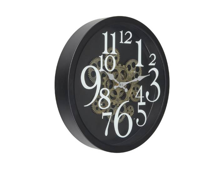 Wanduhr Ø 38cm schwarz Skeleton