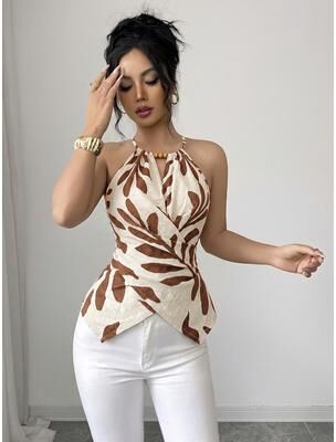 Universal Stock Women's Floral Tank Top Cross Back Sleeveless Casual Summer Beach Blouse xl