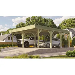 Weka Doppelcarport mit Vorbereitung zur Dachbegrünung 644 x 718 cm - kesseldruckimprägniert