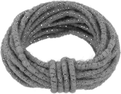 Wollkordel "Glimmer" mit Drahtkern, grau-silber, 5 mm Ø, 5 m