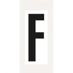 Aufkleber I Buchstabe F, weiß/schwarz, Folie, Schrifthöhe 150mm, 72x170mm, 20 Stück/Packung