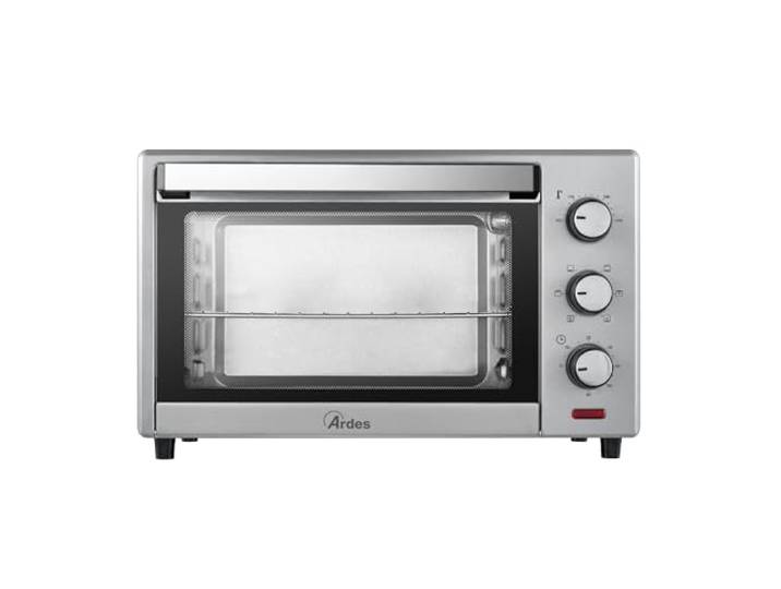 ARDES - AR6225S Four électrique ventilé Capacité de 25 litres avec lumière interne 6 fonctions Cuisson Minuterie Double vitrage avec accessoires Magnus\, Argent