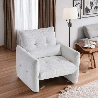 "33.86"" Velvet Tufted Boucle Accent Chair with Lumbar Pillow and Solid Wood Frame and Easy Assembly"