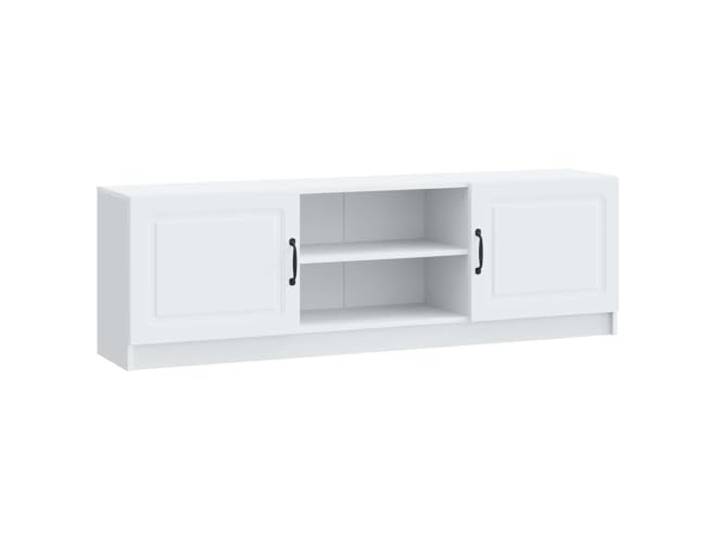 KTHLBRH TV-Schrank weiß 150 x 31 x 47 cm aus technischem Holz Vintage-Look, Türfach, Panelablagen, Stangengriffe, pflegeleicht