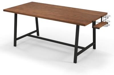 Costway 72 Inch Dining Table Rectangular Kitchen Table with 2-Bottle Wine Rack for 5-7-Walnut