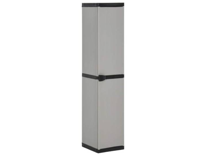 KDVXBCQJH Outdoor Lagerschrank mit 3 Böden Grau Schwarz 34x40x168 cm Schmaler Terrassenschrank aus Kunststoff für Balkon und Garten. Bietet geschützten Stauraum auf kleinster Stellfläche.
