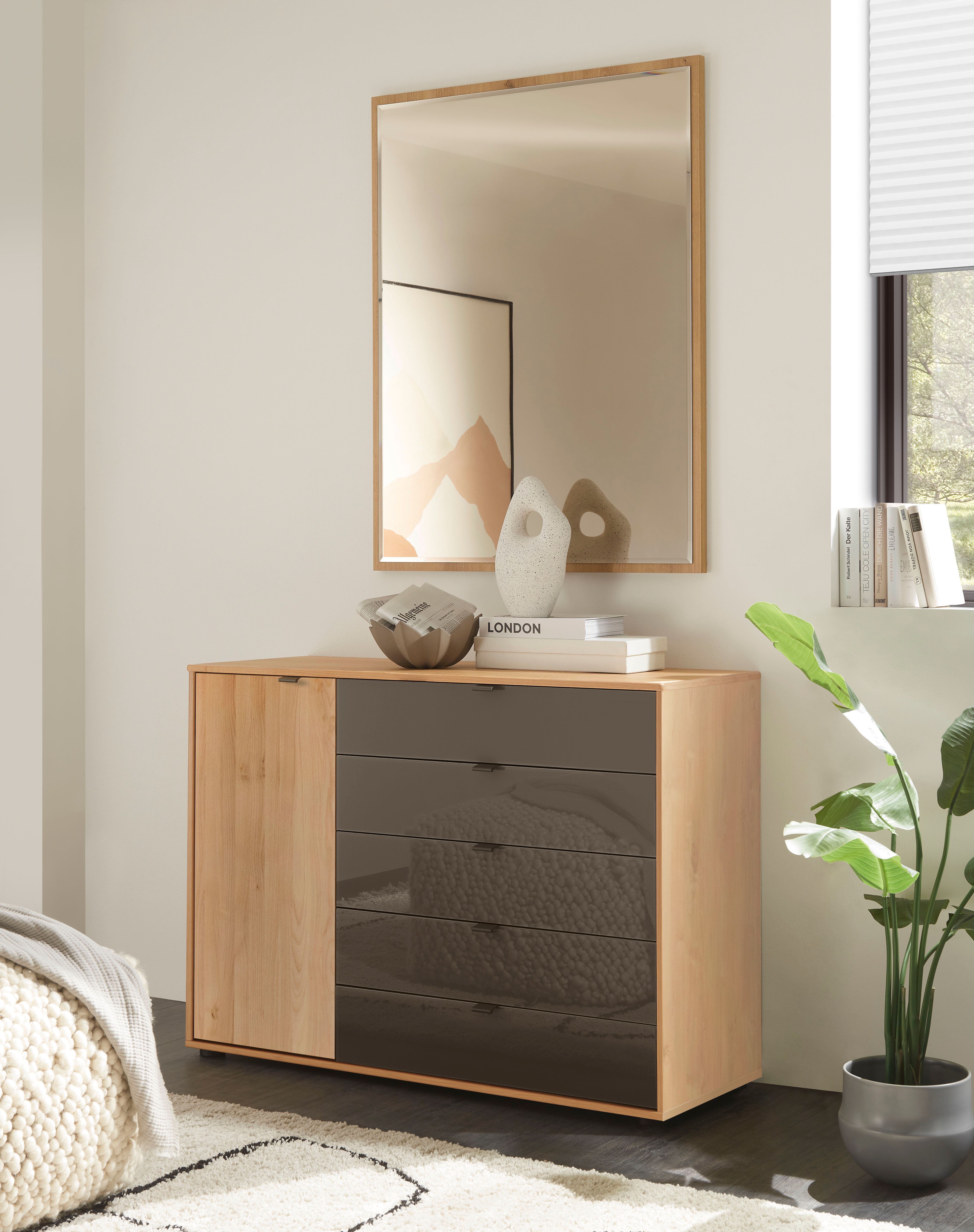Kombikommode WIEMANN "Cardiff Sideboard, Wäscheschrank, teilmassiv Erle, mit Schubladen", braun, Erle,Glasmocca, Erle, Sideboards, Kombikommode, verschiedenen Ausführungen, inklusive Einlegeboden braun Erle,Glasmocca, Erle
