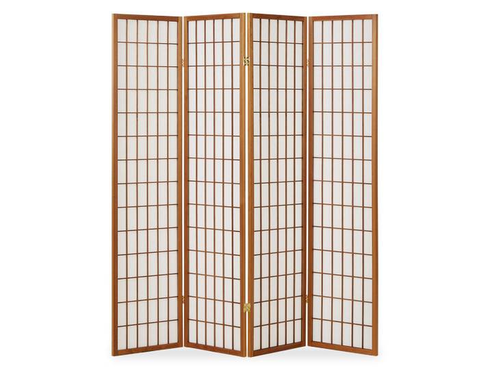 Homestyle4u Paravent 4-tlg. 176/175 cm Braun Shoji, Holz, 176x175x2 cm, Wohnzimmer, Raumteiler, Paravents