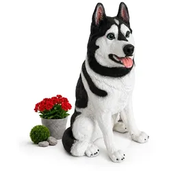 Relaxdays Gartenfigur Hund Weiß,Rosa,Schwarz