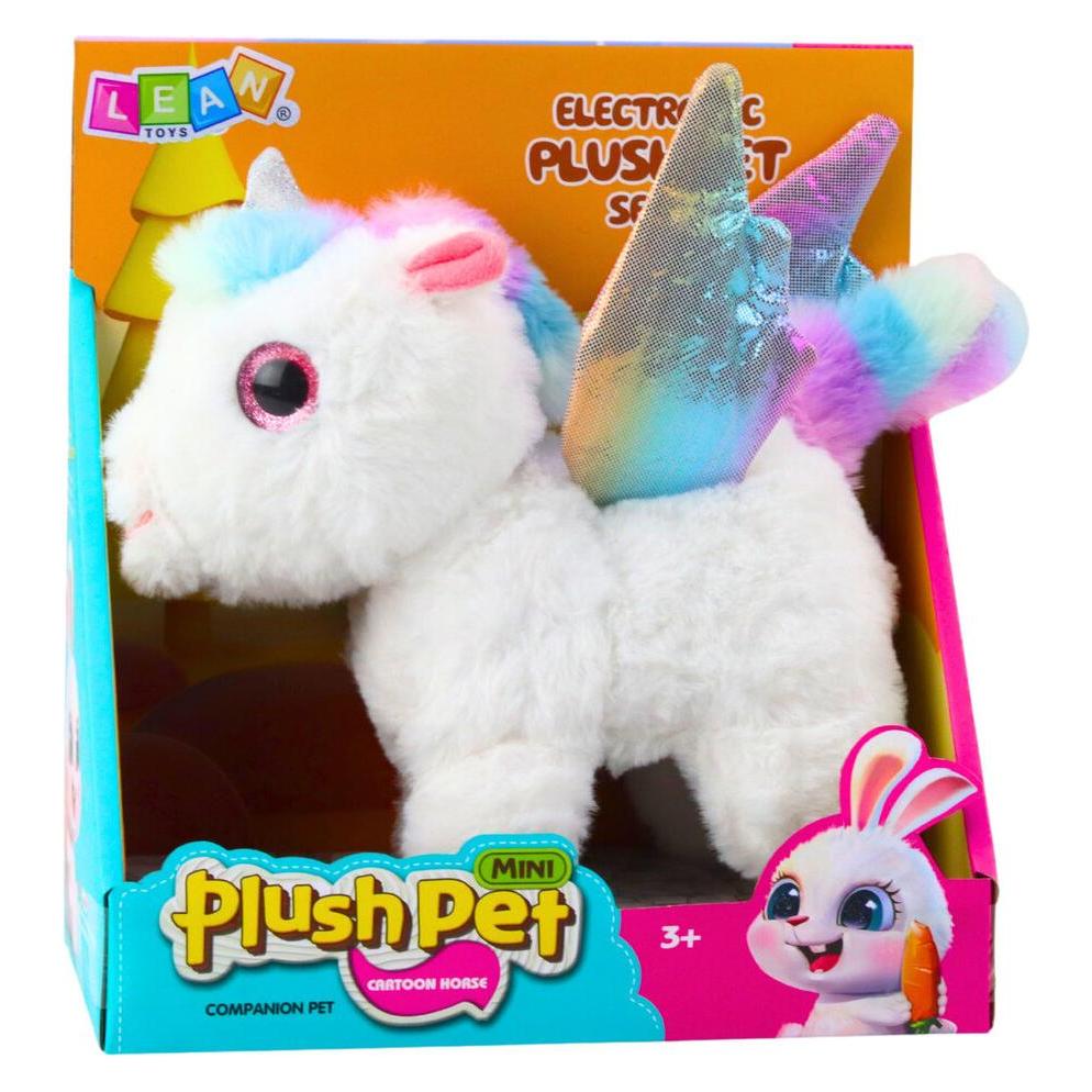Lean Toys Interaktives Einhorn-Plüschtier mit Bewegungen und Geräuschen, weiss, 21 cm (21 cm) (65614457)
