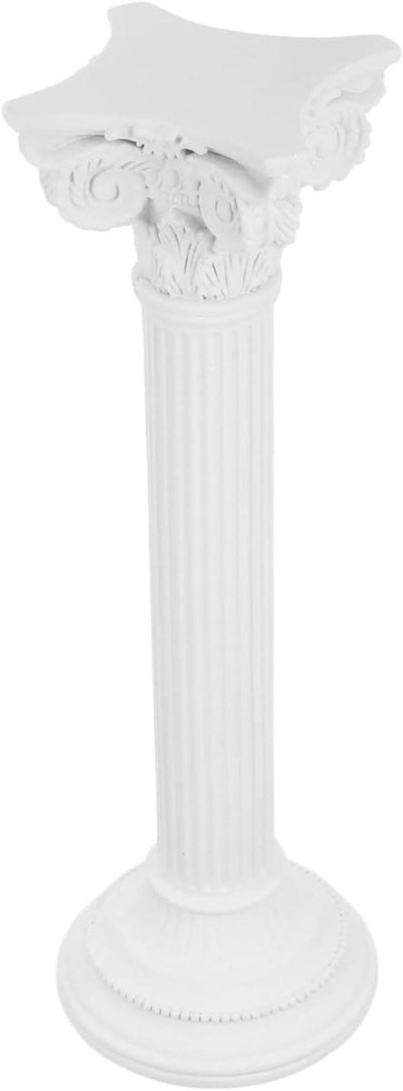 Romeinse Zuil Kaarsenhouder - Wit - Hoogte: 25 cm