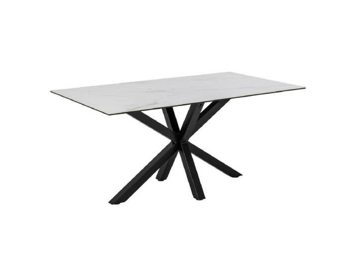 Trendstore Anabel Esstisch Keramik in Marmoroptik - Keramik Marmoroptik weiß - 160 x 75,5 x 90 Industrial, Modern