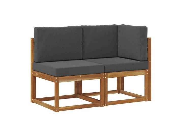 vidaXL Sofaelement Outdoor Mittel- und Ecksofa 2 Stück Natur und Anthrazit (2 St)
