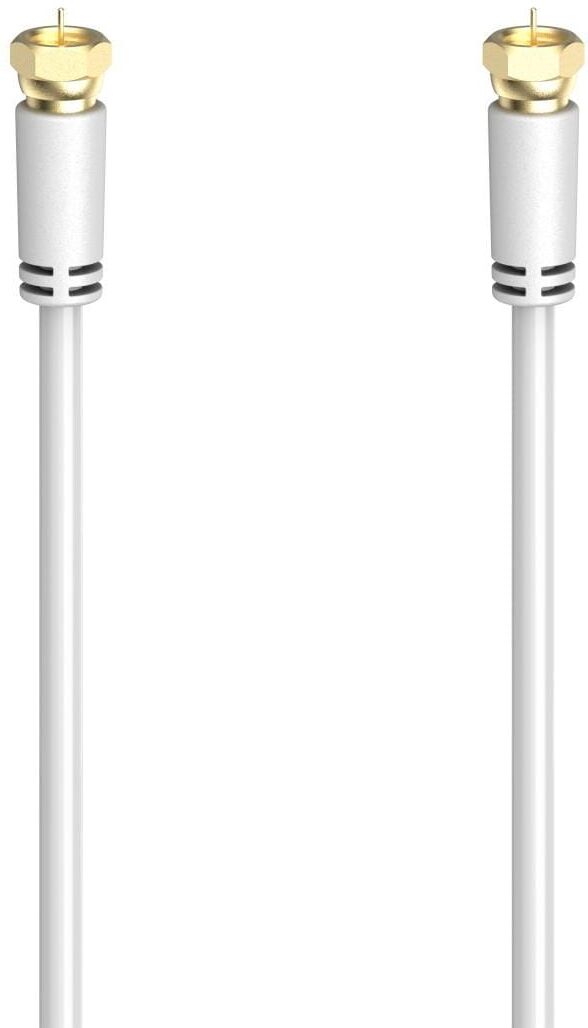 Hama SAT-Kabel "SAT-Anschlusskabel,F-Stecker -F-Stecker,1,5 - 5m vergoldet 100 dB,Weiß", weiß, 500cmcm, Kabel, SAT-Kabel