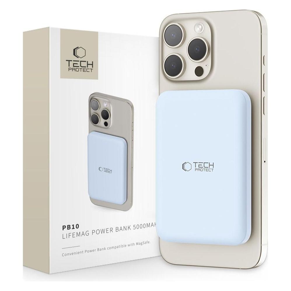 Tech Powerbank Tech-Protect PB10 LifeMag 5000 mAh Mėlyna (5000 mAh, 15 W) (9589046926693)