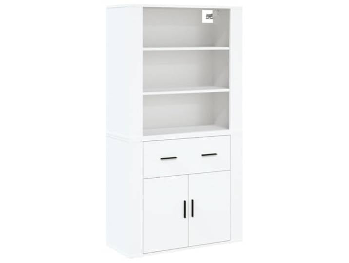 Kaorsrow Highboard Weiß 80x33x150 cm Holzwerkstoff Kommode Schrank Zweiteiliger Lagerschrank für Wohnzimmer und Essbereich, flexibel wandmontierbar für optimale Raumausnutzung.