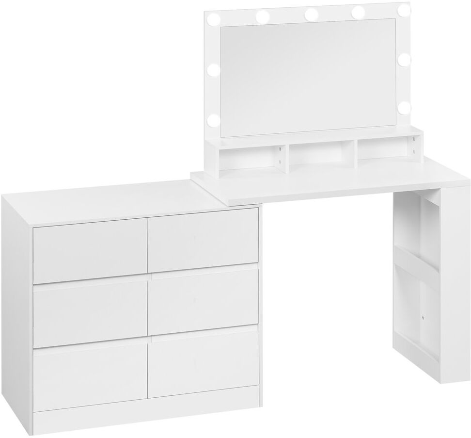 Latitude Run Dressing Table with Mirror White 134.5cm H X 150cm W X 40cm D