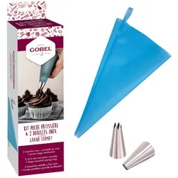 GOBEL - Kit 1 wiederverwendbare Spritztüte Großformat 45 cm + 2 Edelstahl-Tüllen