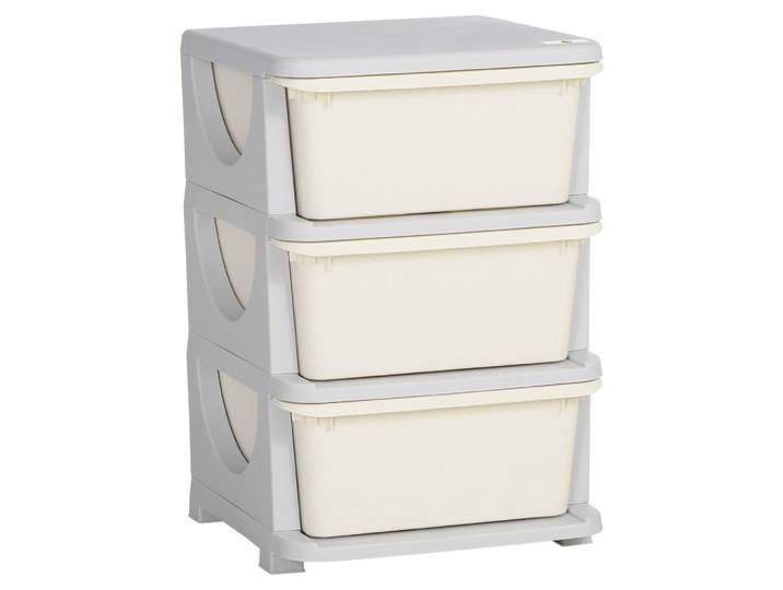 Homcom Schubladenschrank Kunststoff Cremeweiß, 37x56.5x37 cm, Babymöbel & Kindermöbel, Babyzimmer, Babyregale & Kinderregale