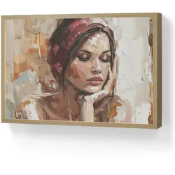 WANDLEUCHTE MIT AKKU Frau - Lackierung - Porträt - Modern Beleuchtung 60x40 cm Wandlampe