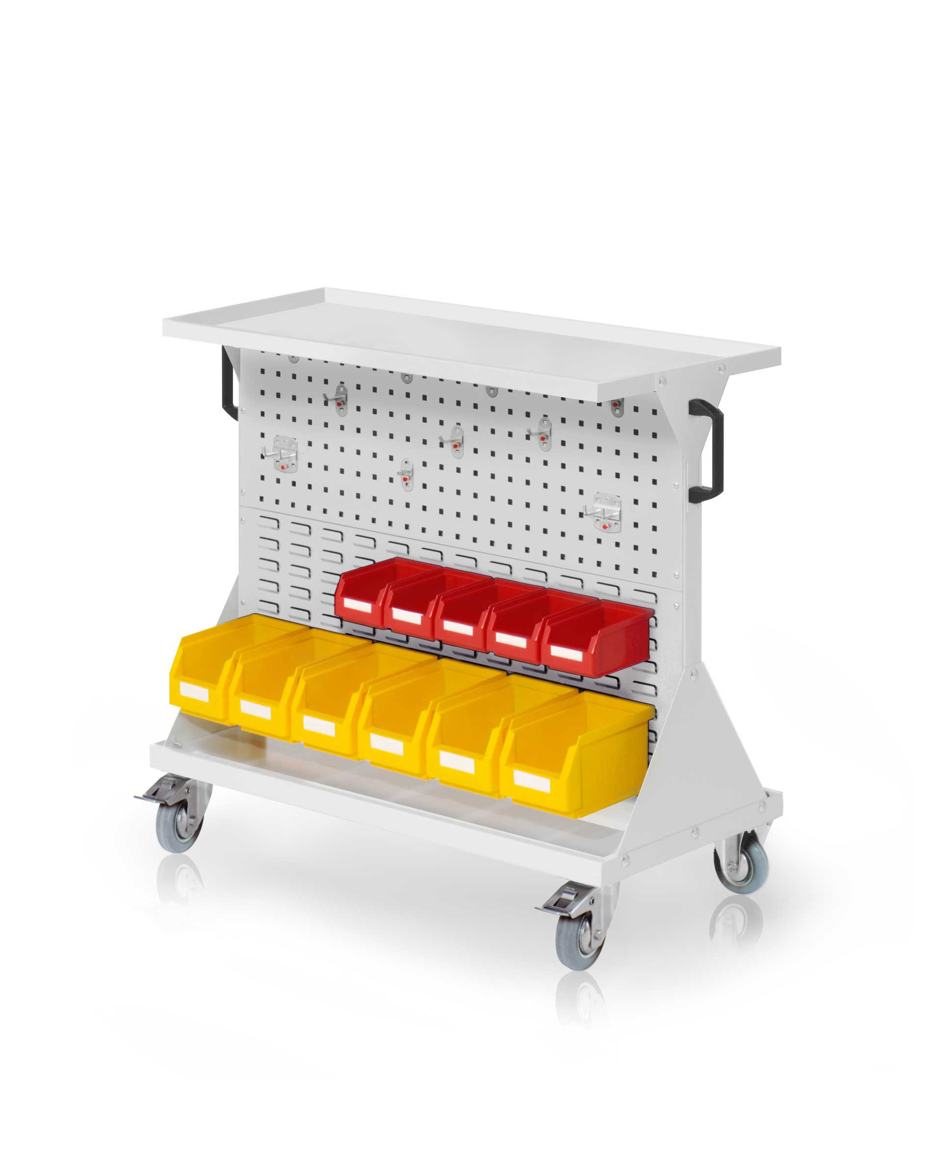 Kappes Systeme Kappes RasterMobil® Größe #2 - 1000x930x500mm - 2x Lochplatte 2x Schlitzplatte - Auflageboden aus Stahlblech - lichtgrau