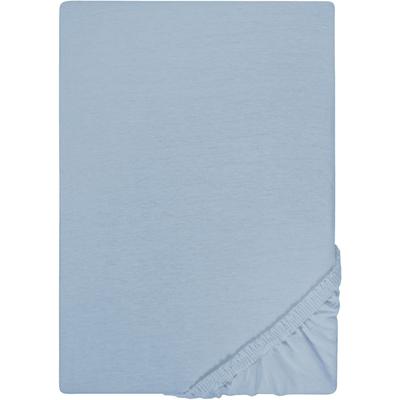 Spannbettlaken BIBERNA "Leila", blau, L:200cm, Jersey, Obermaterial: 100% Baumwolle, Bettlaken, Spannbettlaken, Bettlaken aus 100% Baumwolle, für Matratzenhöhen bis 22 cm