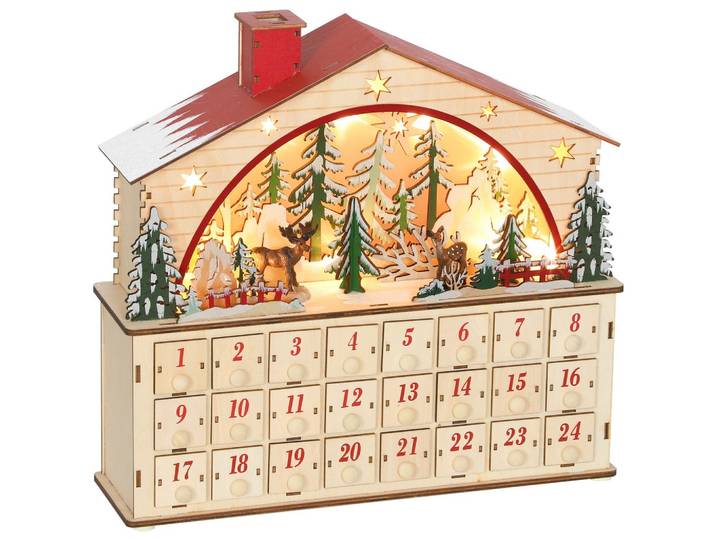 ADVENTSKALENDER zum Befüllen 24 Schubladen Fächer Weihnachtskalender Naturholz