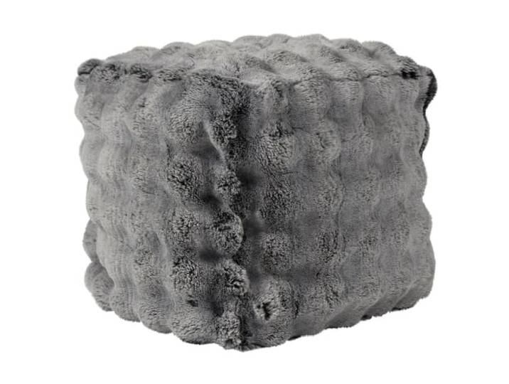 INNA-Glas Deko Hocker Teddy Stoff SVAVA, Bubble Optik, grau, 40x40x45cm Deko Hocker - Sitzhocker