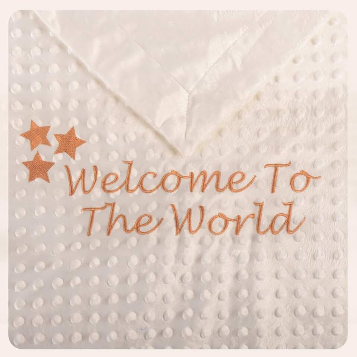 Welcome To The World geborduurde babydeken voor de kinderkamer