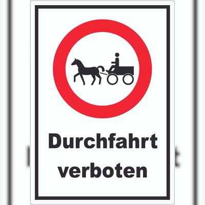 HB-Druck Durchfahrt verboten Kutsche Aufkleber A7 (74x105mm)