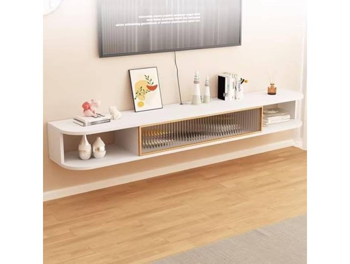 lowboard Schwebender TV-Ständer, wandmontierter TV-Schrank mit Tür Platzsparendes TV-Unterregal for Schlafzimmer und Wohnzimmer