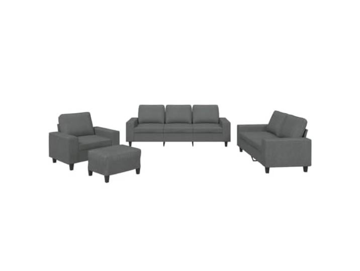 Coespram 4-tlg. Sofagarnitur Dunkelgrau Polstersofa Set mit Fußhocker Komfortable Polstermöbel für Wohnzimmer und Lounge, inklusive Kissen sowie flexiblem Hocker zum entspannten Sitzen.