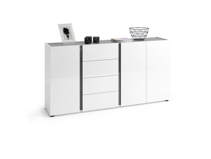 Sideboard HOME AFFAIRE Atrium , weiss (weiß hgl, weiß hgl, anthrazit matt), B:180cm H:92cm T:40cm, Holzwerkstoff, Sideboards, Sideboard
