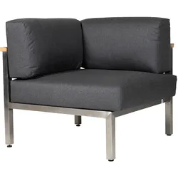 Diamond Garden Lounge Eckmodul GOMERA Sun & Rain, Edelstahl / Tuvatextil (100 % Polyacryl) Schwarz/Silber