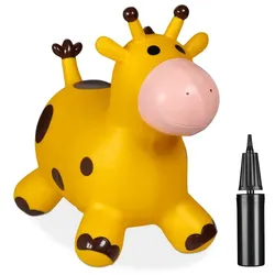 Relaxdays Hüpftier Giraffe Dunkelbraun,Gelb,Rosa