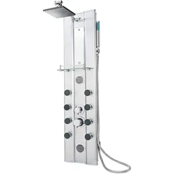tectake Duschpaneel aus Aluminium mit 10 Massagejets  Silber