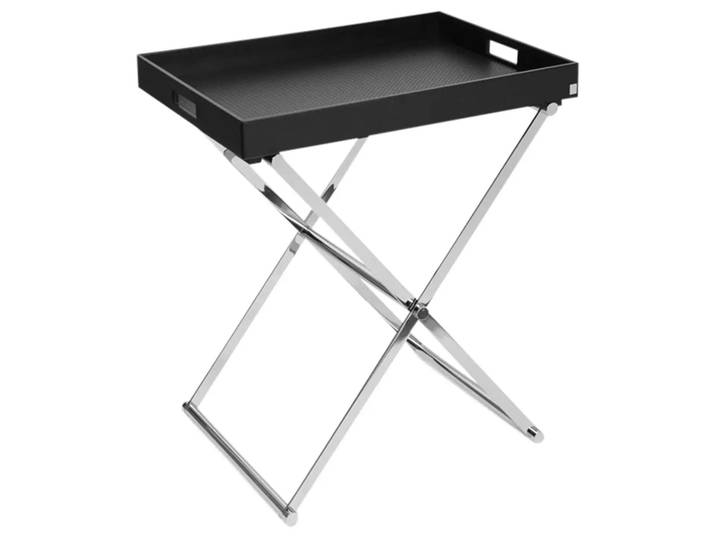Beistelltisch Klappbar mit Tablet xl Schwarz Aus Leder