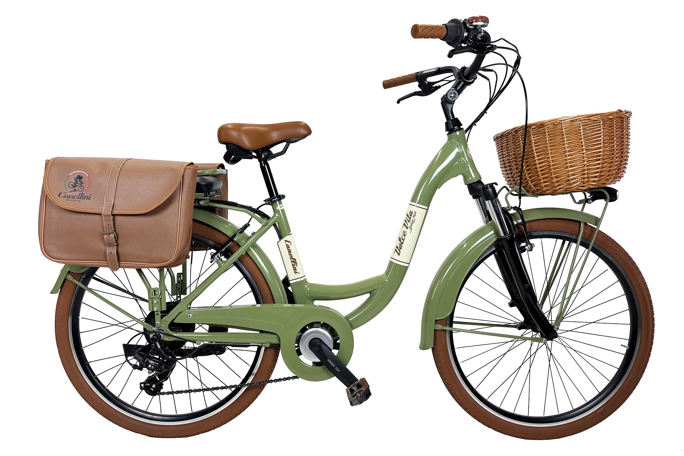 E-bike Venere Dolce Vita 26" mit Korb und Taschen - Olivgrün