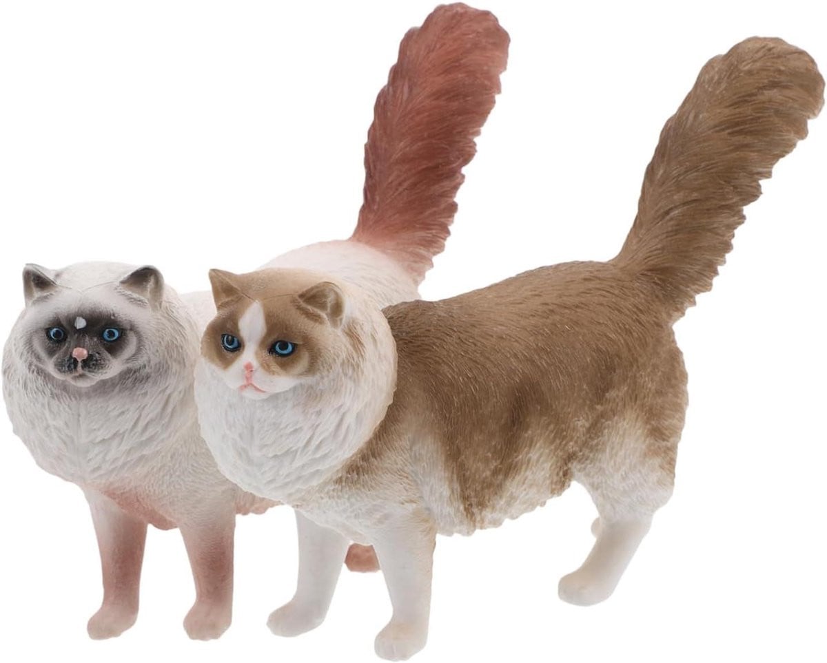 Meerkleurige Kat Figuren - Miniatuur Modellen voor Tuin Decoratie - Breedte: 13,5 cm
