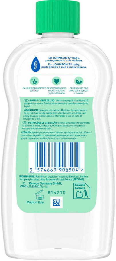 Johnson's Baby Huile d’aloe vera pour bébé 300 ml