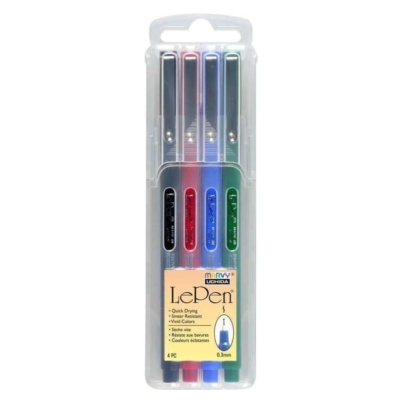 Uchida Stilvolle MARVY-Stifte mit dünner Spitze Le Pen Primary, 4 Farben (4x) (33311636)