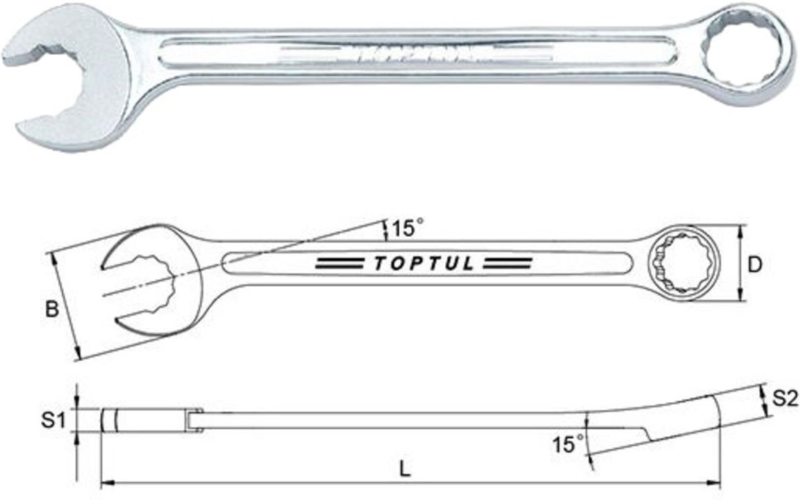 Kiintolenkkiavain Toptul 17 Mm 12-Kulmainen