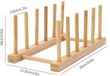 Uplift Essentials Multi Functional Wooden Dish Drain Rack And Display Stand 5 Grids