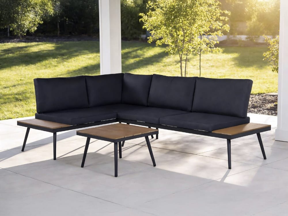 Habitat & Jardin Salon de jardin 4 places en acier gris Gris 163x65x71cm