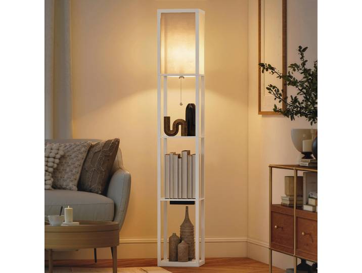 HOMCOM Lampadaire Blanc avec Tablettes et Ports USB